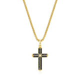 Black Ice Yellow Gold-Plated Sterling Silver Cross Pendant Necklace