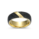 Eclipse Genuine Black Sapphire Two-Tone Eternity Band Ring in 14K Yellow Gold-Plated Sterling Silver