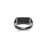 Black Ice Gunmetal Sterling Silver and Black Sapphire Rectangular Signet Ring - UR17