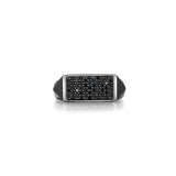 Black Ice Gunmetal Sterling Silver and Black Sapphire Rectangular Signet Ring - UR17