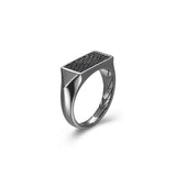Black Ice Gunmetal Sterling Silver and Black Sapphire Rectangular Signet Ring - UR17