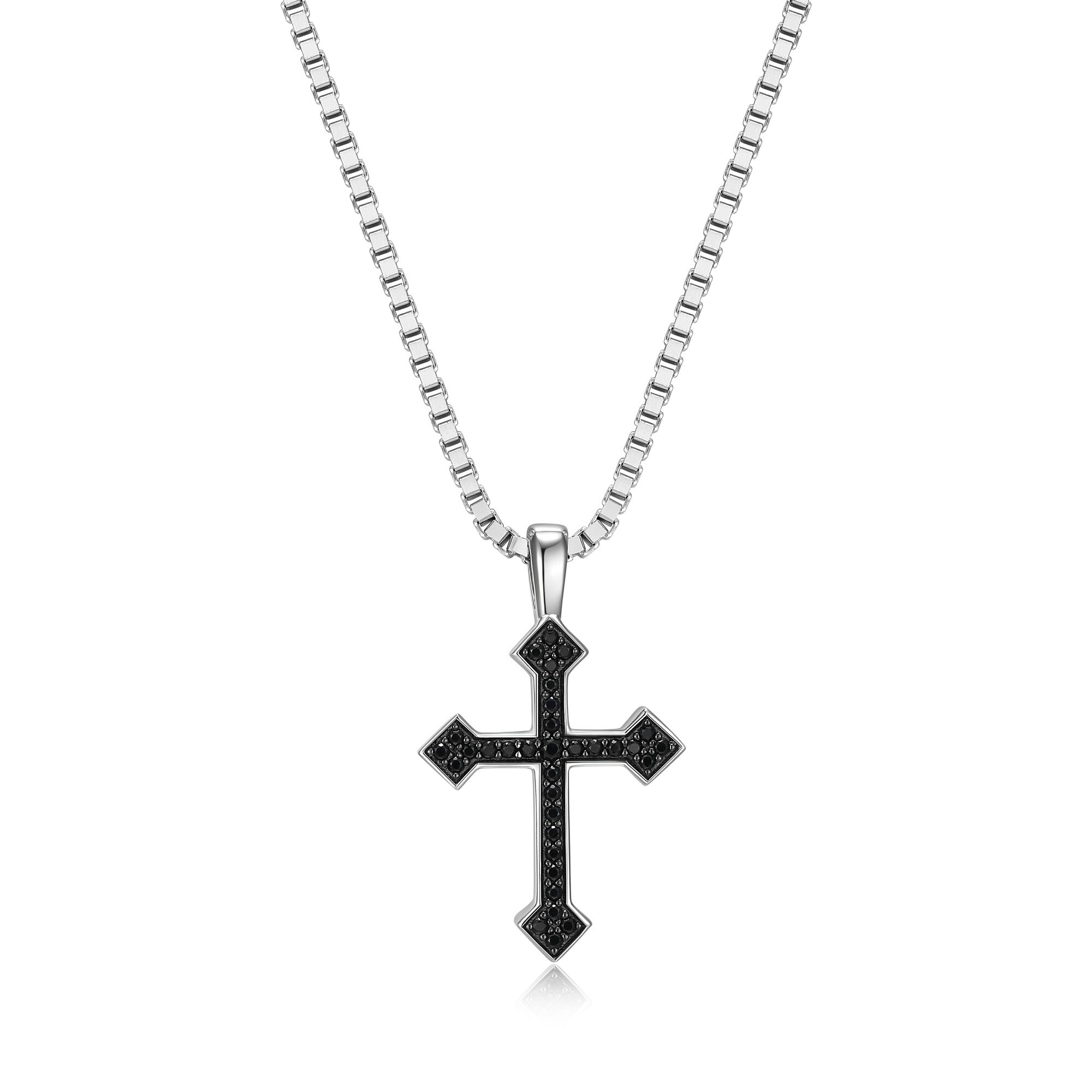 Black Ice Rhodium Gunmetal-Plated Sterling Silver Gothic Cross