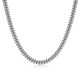 Italian Chain Rhodium Plated Oval Curb Necklace with Push Lock - 22" - UN32