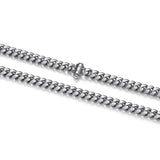 Italian Chain Rhodium Plated Oval Curb Necklace with Push Lock - 22" - UN32