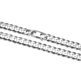 Italian Chain Rhodium Plated Flat Curb Chain Necklace - 24" - UN3324