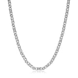 Italian Flat Curb Chain Necklace Rhodium-Plated Sterling Silver - 22"