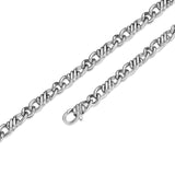 Italian Flat Curb Chain Necklace Rhodium-Plated Sterling Silver - 22"