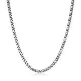 Italian Chain Rhodium Plated 4-Side Franco Chain Necklace - 24" - UN0002L