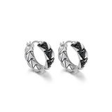 Chevron Rhodium and Gunmetal Sterling Silver and Black Sapphire Hoop Earrings - UE06