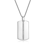 ID Rhodium Plated Pendant with Created White Sapphires - 24" - UP22