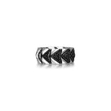 Chevron Rhodium and Gunmetal Sterling Silver and Black Sapphire Band Ring - UR06