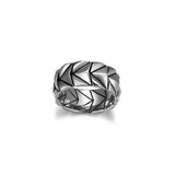Chevron Rhodium Plated Sterling Silver Band Ring - UR08