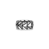 Chevron Rhodium Plated Sterling Silver Band Ring - UR08