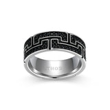 Eclipse Genuine Black Sapphire Labyrinth Eternity Band Ring in Rhodium-Plated Sterling Silver