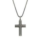 Eclipse Oxidized Finish Sterling Silver Cross Pendant Necklace