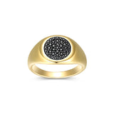 Black Ice Yellow Gold Plated Gunmetal Ring with Black Sapphire - UR0008