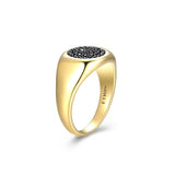 Black Ice Yellow Gold Plated Gunmetal Ring with Black Sapphire - UR0008