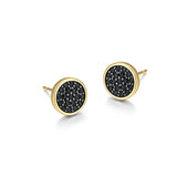 Black Ice Yellow Gold Plated Gunmetal Earrings with Black Sapphire - UE0008