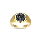 Black Ice Yellow Gold Plated Gunmetal Ring with Black Sapphire - UR0008