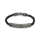 Chevron Gunmetal and Gold Plated Sterling Silver Station Bracelet - UB05