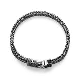 Chisel & Chevron Genuine Black Sapphire Pave Bracelet in Oxidized Rhodium-Plated Sterling Silver