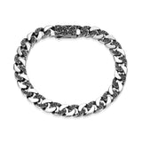 Chisel Contrast Cuban Link Chain Bracelet in Oxidized Rhodium-Plated Sterling Silver