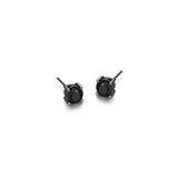 Basic Gunmetal Sterling Silver and Black Sapphire Stud Earrings - UE24B