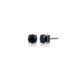 Basic Gunmetal Sterling Silver and Black Sapphire Stud Earrings - UE24B