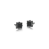 Black Ice Gunmetal Sterling Silver and Black Sapphire Square Stud Earrings - UE18