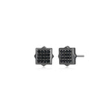 Black Ice Gunmetal Sterling Silver and Black Sapphire Square Stud Earrings - UE18