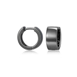 Basic Gunmetal Sterling Silver Huggie Earrings - UE23G