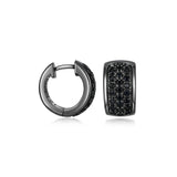 Black Ice Gunmetal Sterling Silver and Black Sapphire Hoop Earrings - UE15