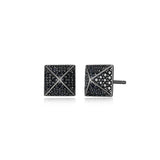 Black Ice Gunmetal Sterling Silver and Black Sapphire Pyramid Stud Earrings - UE16