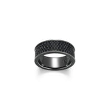 Black Ice Gunmetal Sterling Silver and Black Sapphire Band Ring - UR09