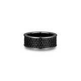 Black Ice Gunmetal Sterling Silver and Black Sapphire Band Ring - UR09