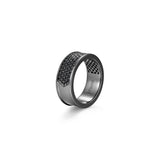 Black Ice Gunmetal Sterling Silver and Black Sapphire Band Ring - UR09