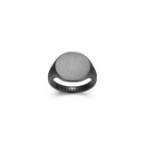 Black Ice Gunmetal Sterling Silver and Black Sapphire Round Signet Ring - UR10