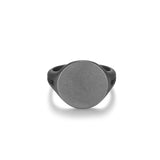 Black Ice Gunmetal Sterling Silver and Black Sapphire Round Signet Ring - UR10