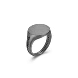 Black Ice Gunmetal Sterling Silver and Black Sapphire Round Signet Ring - UR10