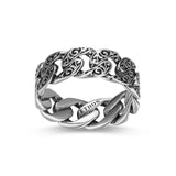 Chisel Classic Cuban Link Chain Band Ring in Oxidized Rhodium-Plated Sterling Silver