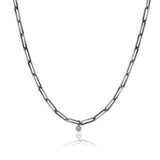 Italian Chain Brushed Gunmetal Paper Clip Necklace - 24" - UN26