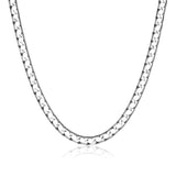 Italian Chain Rhodium Plated Square Curb Necklace - 22" - UN34