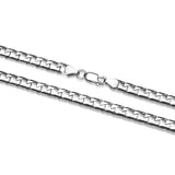 Italian Chain Rhodium Plated Square Curb Necklace - 22" - UN34