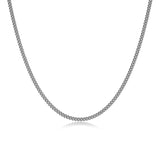 Italian Chain Rhodium Plated Curb Necklace - 20" - UN3520