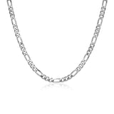 Italian Chain Rhodium Plated Figaro 3+1 Necklace - 20" - UN37