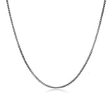 Italian Chain Rhodium Plated Round Box Chain Necklace - 20" - UN3920R