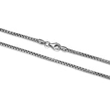 Italian Chain Rhodium Plated Round Box Chain Necklace - 22" - UN3922R