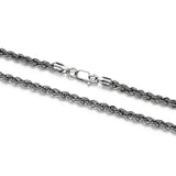 Italian Chain Rhodium Plated Silk Rope Necklace - 24" - UN40