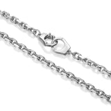 Italian Chain Rhodium Plated Cable Chain Necklace with Handcuff Clasp - 18" - UN41