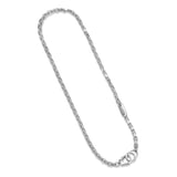 Italian Chain Rhodium Plated Cable Chain Necklace with Handcuff Clasp - 18" - UN41